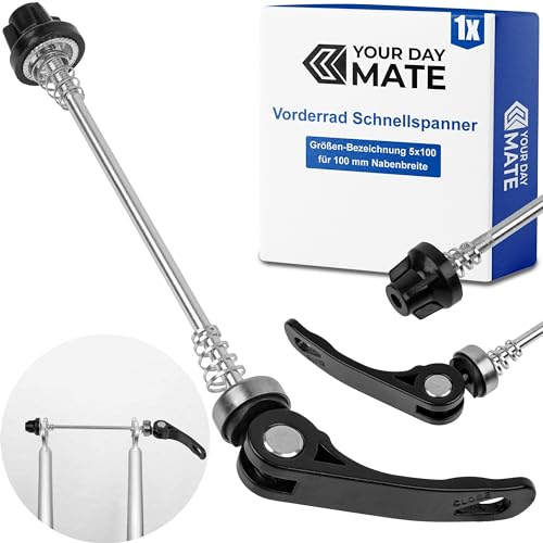 Cierre rápido de rueda delantera, 1 pz, en Negro, tamaño 5x100, para ancho de buje de 100 mm, eje pasante para bicicleta de carretera, BTT, bicicleta de trekking, cierre rápido de dos ruedas