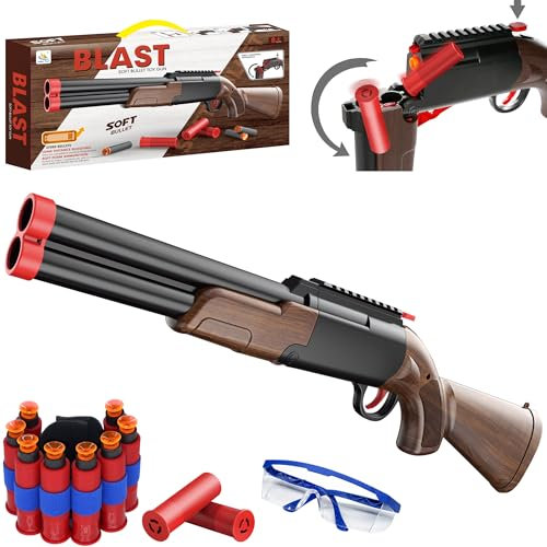 Double Barrel Toy Foam Blaster - 80 weiche Kugeln und 12 Auswurfhülsen, Spielzeugpistole Foam Blaster für Kinder im Alter von 8-12 Jahren, Doppelläufige Schaumstoffschrotflinte, Kinderspielzeuggewehr