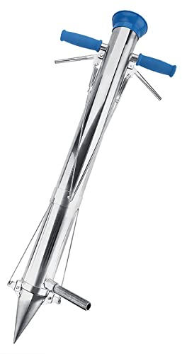 Fioriera per piantine, 34.3in Acciaio Inox Trapiantatore di Verdure Multifunzionale Strumento di trapianto Manuale di bulbi a Manico Lungo per la (Doppi Manici e Quattro cordini)