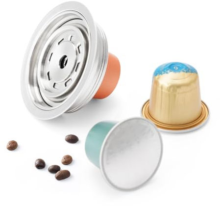 Reusable Coffee Pods Adapter Compatible with Delonghi-ENV135 VertuoLine GCA1, Stainless Steel Converter Holder for VertuoMachine, Brewing NEspresso-OriginalLine Coffeee (Brew 80ML)