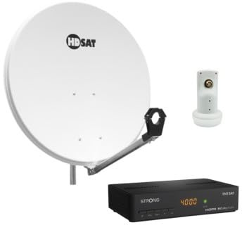HDSAT Parabola satellitare in acciaio 80 cm con supporto LNB + LNB singolo + decoder satellitare Astra HD + scheda