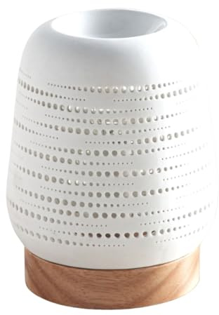 Zen'Arôme Calorya n°16 Duftwachsbrenner - Elektrischer Duftschmelzbrenner - Sanfte Wärme Duftlampe - Keramik mit durchbrochenem Dekor und Umgebungsbeleuchtung - H 21,5cm