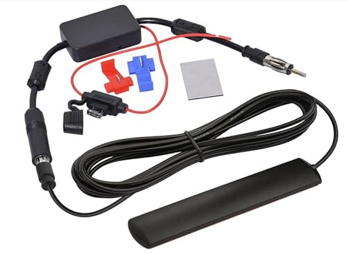 Autoantenne mit Verstärker Universal 12V mit 300cm Kabel, Antennenverstärker für Autoradio FM/AM/DAB, Autoantenne mit DIN-Adapter, KFZ Autoradio Antenne Stereo Media für Fahrzeug, PKW, LKW, SUVA