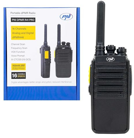 Stazione radio portatile PNI DPMR R41 PRO 0.5W, 16CH, VOX, programmabile, 1500mAh, cuffie con microfono incluso