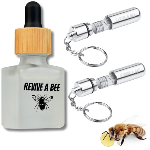 Revive a Bee Gift Box, 2 x Bee Revival Kit Keyrings 1x Refill Bottle & Plantable Seed Paper (Silver)