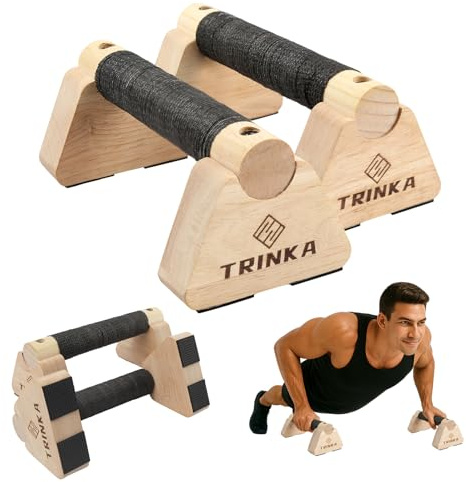 Wooden Parallettes Push Up Bars, 2 PCS Wood Calisthenics Bars with Non-Slip Base, 20CM Pushup Handles for Home Fitness, Workout Equipment for Men and Women Strength Training