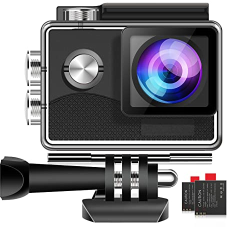 CAMWORLD Action Camera 4K 16MP with WiFi, EIS, and External Microphone, 170° Wide Angle Waterproof Underwater Camera (98ft) with Touch Screen, Remote Control, 2 Batteries and Mounting Accessories Kit