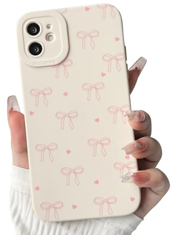 NITITOP Coque pour iPhone 12 Mini Mignonne Nœud Ruban Motif Cœur Conception Esthétique pour Femmes et Filles Doux TPU Souple avec Une Protection Complète pour l'Objectif Antichoc Étui - Rose