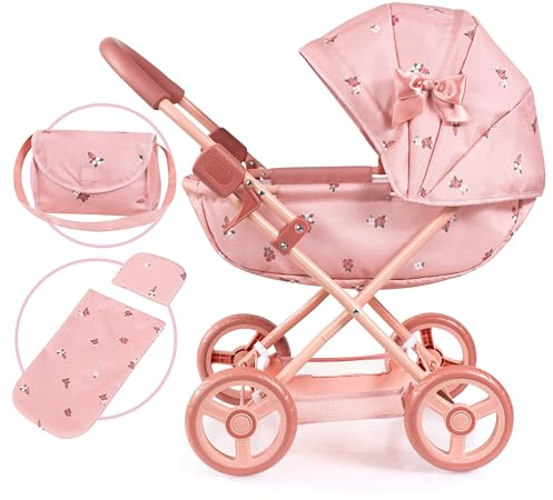 Bayer Design Dockvagn Cosy, vikbar, täcke, kudde, väska | blomma, rosa