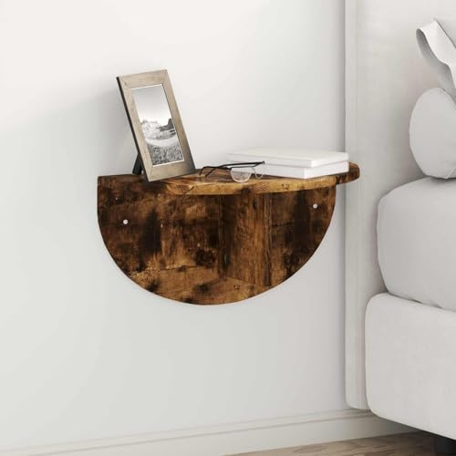 Plumbpyr vägghylla, väggfäste, set 2 stycken rökt ek trämaterial 48 x 24 x 24 cm för vardagsrum sovrum kök badrum kontor, förvaring och dekoration