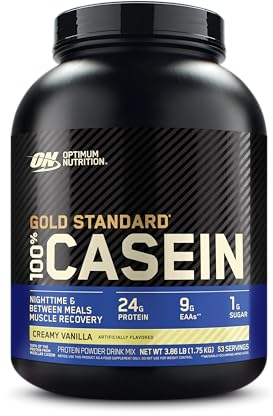 Optimum Nutrition Gold Standard 100% Casein Slow Digesting Protein Powder with Zinc, Magnesium and Amino Acids, Support Muscle Growth & Repair Overnight, Creamy Vanilla Flavour, 55 Servings, 1.82 kg