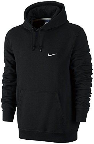Nike Men's Club Swoosh Hoody Long Sleeve Top - Black/White, Medium