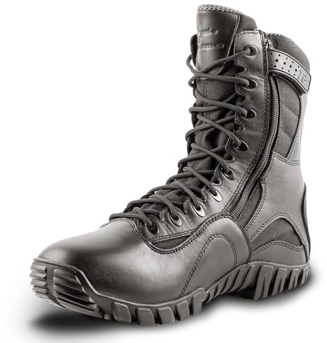 Belleville Khyber TR960Z WP Side-Zip Tactical Boot - Waterproof Side Zip Work Boots - Shock-Absorbent Design - Vibram Traction Footwear - Lace-to-Toe Lacing System - Black - 11