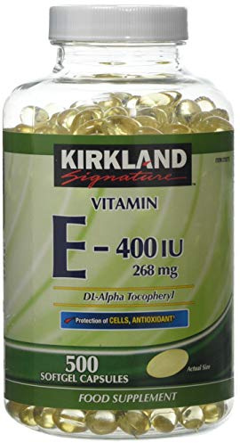 Kirkland Vitamina E-400 IU de dl- alfa tocoferol 268 mg 500 Cápsulas Softgel