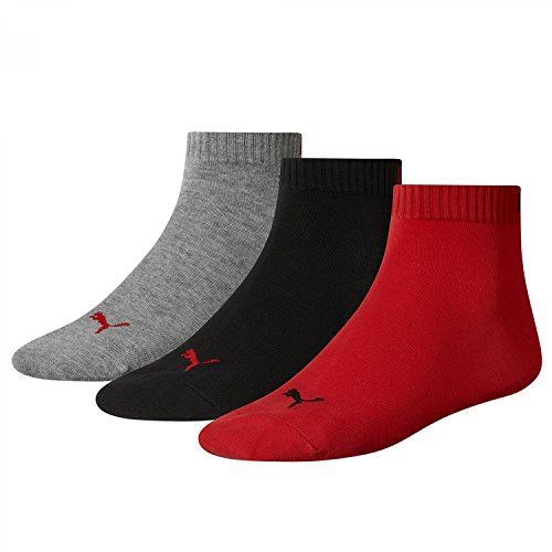 PUMA Men's Puma Unisex Sneaker Plain 3p Socks, Black/Red/Grey, 6 - 8 UK, one size, K-REY-PU501BSE6