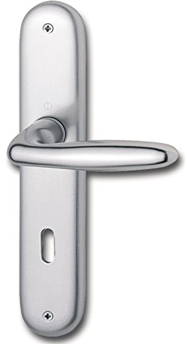 HOPPE 2949501 Drückergarnitur Verona-auf Langschild Buntbart Entfernung 90mm, für Türstärke 37-47mm, Silber eloxiert