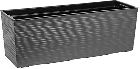 Lamela Pot de Fleurs en Plastique sculpté Begonia 56 cm et bac d'interieur, Graphite