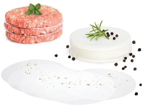 GOURMEO fogli di carta antiaderente 500 pezzi per pressa per hamburger, rotondi, diametro 13 cm | carta da forno, fogli separatori per hamburger polpette