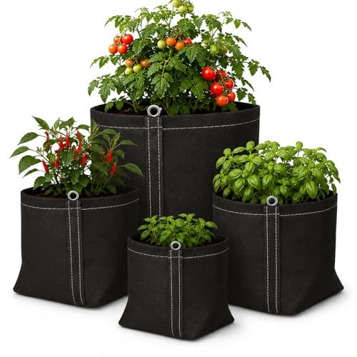 Planteringspåse 75 liter 50 x 50 x 30 cm i svart för inom- och utomhusbruk - Tygkruka Blomkrukor Textil Växtkruka Blomkruka Planteringskruka Odlingskruka Blomkruka Tyg Fleece Kruka