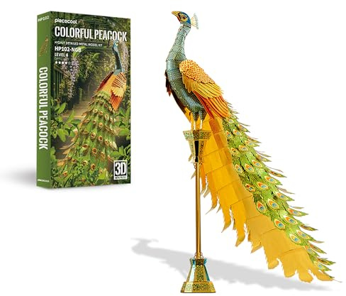 Piececool Puzzle 3D Metal Puzzle 3D Modelli di Artigianato Metallo 3D Puzzle regalo di Natale Puzzle 3D per adulti pavone