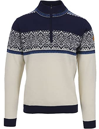 ICEWEAR Hamar Men’s fine Merino Wool Jumper with Half Zip (White, XXL)