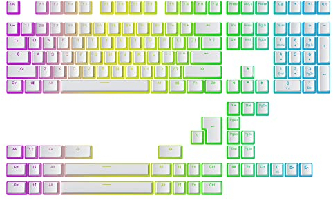 Ranked Pudding v2 PBT Keycaps | 145 Double Shot Translucent ANSI US & ISO Layout | OEM Profile for Full Size, TKL, 75%, 65% and 60% RGB Mechanical Gaming Keyboard (White)