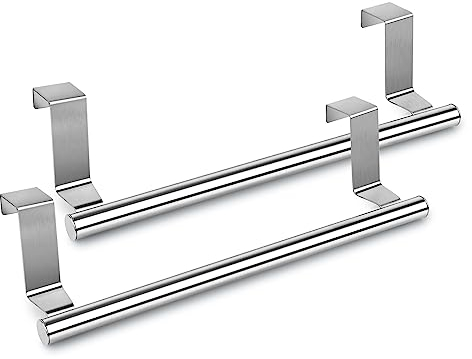 ds. distinctive style Kitchen Towel Holder Over Cabinet Door Towel Bar 2 Pieces Stainless Steel Kitchen Towel Hanger