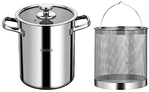 UGCER Stainless Steel Asparagus Pot Soup Bucket with Glass Lid and Strainer Insert Asparagus Cooking Pot Pasta Cooker for Home Kitchen
