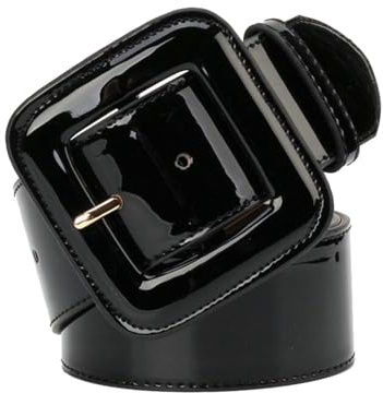 NEFLUM Cinturón ancho Cinturones de vestir para mujer Cinturón de vestir de charol Ancho 4,8cm para accesorios de ropa de mujer, Negro, 103x4.8cm