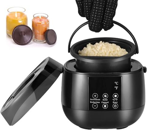 OmePS Macchina Elettrica per Fondere La Cera per Fare Candele, Set per Candele Fai da Te per Adulti Principianti, Piccolo Crogiolo per Candele con Display della Temperatura A LED, Kit per Fusione