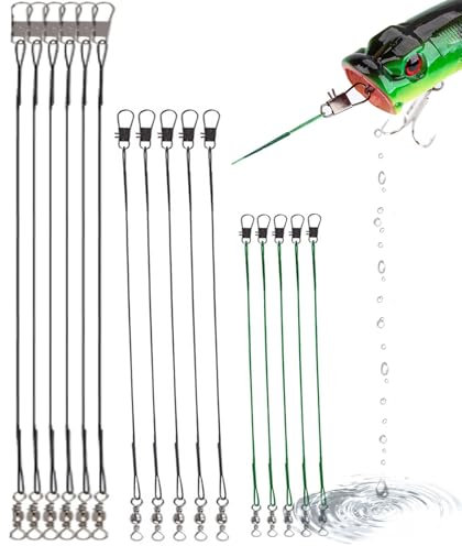 16 Stücke Stahlvorfach Hecht, 3größen Edelstahl Vorfächer Leader Mit Wirbel & Karabiner Stahlvorfächer Angeln Vorfach Hidden-Angelzubehör, Schwarz Angelvorfächer für Raubfische 15/20/25 cm