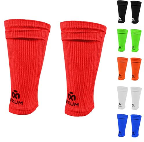 OXUM – Support pour protège-Tibias, antidérapant pour Enfants et Adultes – Rouge, Taille S