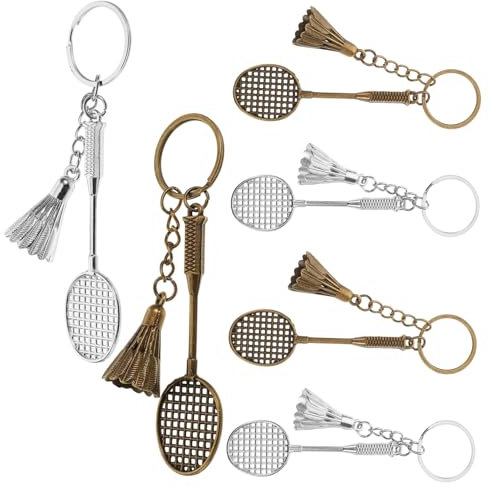 Hemobllo 6 Piezas llavero de bádminton Colgante de bádminton Accesorio de bolso de bádminton Pulsera Llavero con dije de bádminton anillos raqueta decoraciones de bádminton encanto de tenis