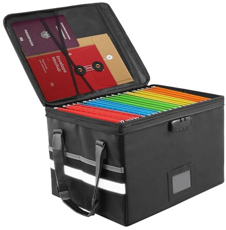 Victoam Fireproof Document Box, 5200℉ Fireproof Document Bag with Lock, Large Capacity Waterproof & Fire Proof Documents Storage Box with Handle & Zipper, Portable Document Organiser for Home Office