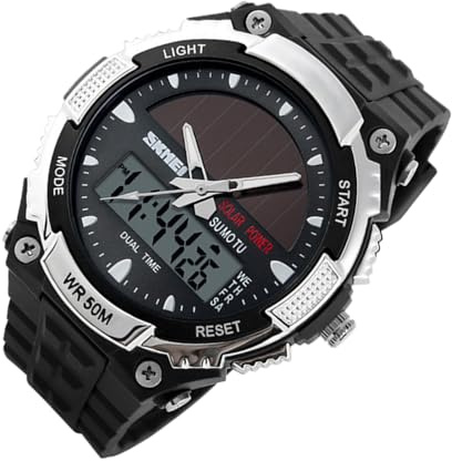 ccuzs Orologio solare, orologi digitali per esterni, orologio da polso multifunzionale, display della data alla, orologio robusto per uomini e ragazzi, fitness, guida, lavoro, sport, uso
