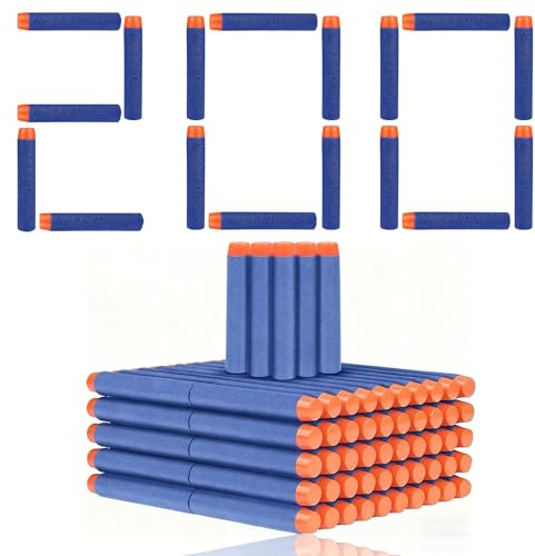 200 Pezzi Dardi Proiettili per Pistola Nerf N Strike Elite Blaster Ricambio, Schiuma Proiettile per Pistola Nerf, Munizioni Compatibili con Freccette per Series Blasters Giocattolo per Bambini
