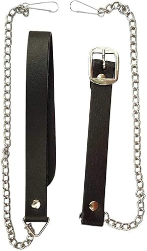 Sporran Chain Strap for Kilts – Adjustable Leather & Metal Chain Belt – Chrome or Antique Finish – Scottish Kilt Accessory (Chrome)