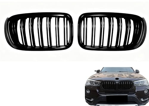 RowGlow F25 F26 Rejilla Parrilla Delantera Frontal Abs Negro Brillante Doble Barra Para X3 X4 F25 F26 2014-2017 2014 2015 2016 2017, Rejilla Radiador Parachoques