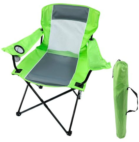 NORDIQ Silla Camping Plegable con Respaldo Transpirable y Portavasos