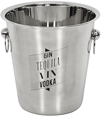 COOK CONCEPT - KV7014, Cubitera de Acero Inoxidable para Champagne, Diseño Práctico para Mantener Tus Botellas Frías, Dimensiones 22,4 x 22,4 x 21 cm, Color Gris