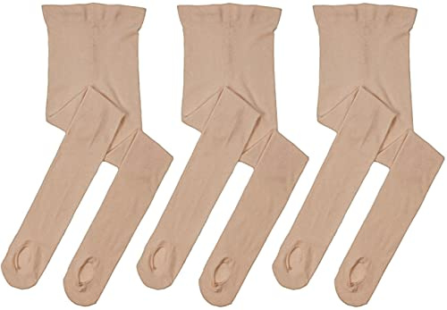 MdnMd 3 Pack Women's Dance Tights Ballet Footless Convertible Ultra Soft Dancer Legging Stocking Pantyhose (Tan/Caramel, Adult-Small, Height 63-65)