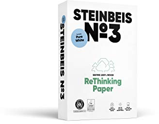 STEINBEIS Nr. 3 PUREWHITE, Reprogrammpapier, 100% recycelt, Naturfarbe, 80 g, A4, blauer Engel, 500 Blatt