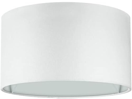 Wogati® Premium Lampenschirm | Ø35cm x 22,5cm Höhe | Farbe: Weiß | E14/E27 | rund | Baumwolle | für Stehlampen, Hängelampen, Tischlampen, Deckenlampen