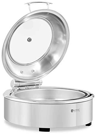 Royal Catering RCCD-RT7_6L Chafing Dish rund mit Sichtfenster 5,5 L Warmhaltebehälter Rechaud Wärmebehälter