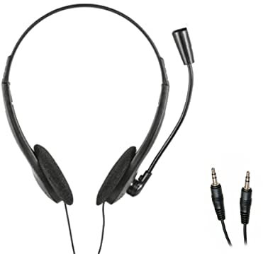 ZOREI Auriculares con micrófono para PC, doble jack de 3,5 mm, audio y micrófono independiente, auriculares tradicionales