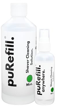 puRefill 600ml Shaver Cleaning Fluid - Spray Bundle Refill Replacement for Cartridges Pods Smart Stations, Cleaner for Electric Shavers Clippers Razors Blades & Trimmers