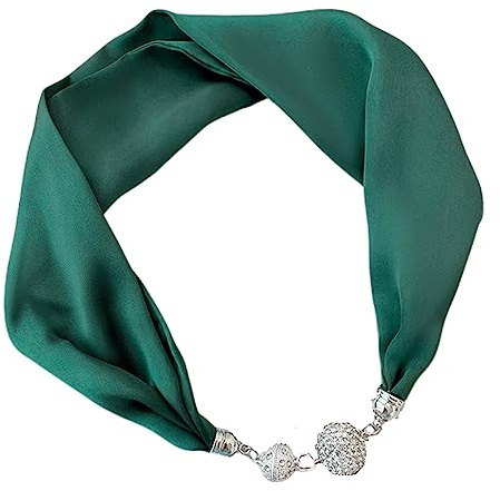 Magnetic Neck Scarves Green Scarfs for Women UK Fashion Neckerchief Ring Ladies Scarf Jewelry SCF00505