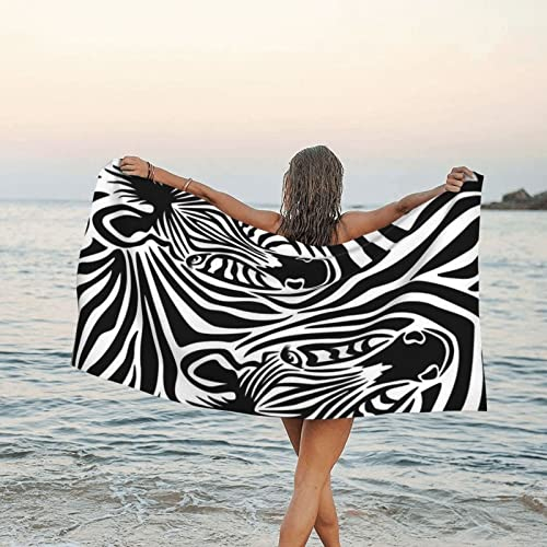 SYLALE Mikrofaser-Handtuch mit Zebramuster, schnelltrocknend, 70 x 140 cm, perfekt für Bad, Strand und Reisen