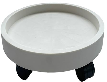 Plateau de pot de fleurs rond amovible avec roulettes - Support de plantes rotatif pour balcon blanc - Bac de collecte d'eau, matériau en plastique (30)
