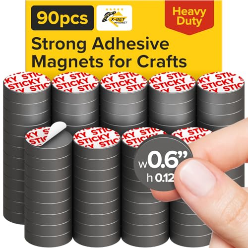 X-Bet Strong Magnets with Adhesive Backing- Heavy Duty Sticky for Crafts - Perfect Craft & Refrigerator Magnets (0.6, 90 PCs)